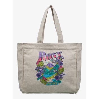 ROXY DRINK THE WAVE TOTE BAG PARCHMENT
