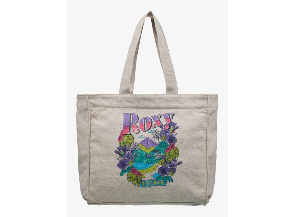 ROXY DRINK THE WAVE TOTE BAG PARCHMENT