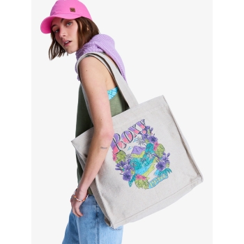 ROXY DRINK THE WAVE TOTE BAG PARCHMENT