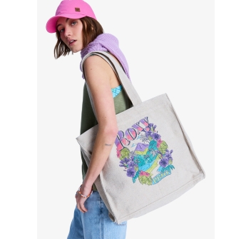 ROXY DRINK THE WAVE TOTE BAG PARCHMENT