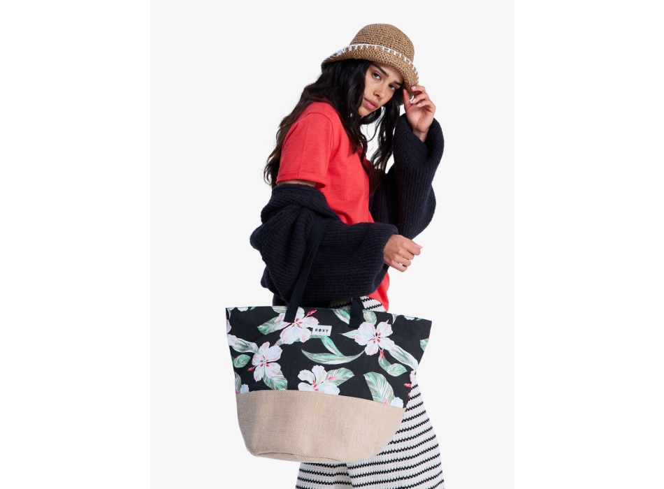 ROXY WAIKIKI LIFE TOTE BAG ANTHRACITE SPRING CHARMING