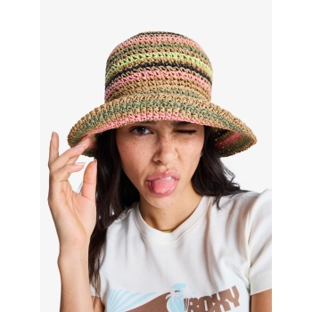 ROXY CANDIED PEACY STRAW BUCKET HAT