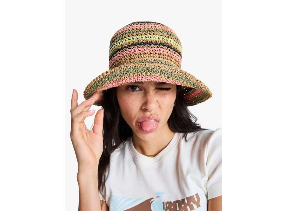 ROXY CANDIED PEACY STRAW BUCKET HAT