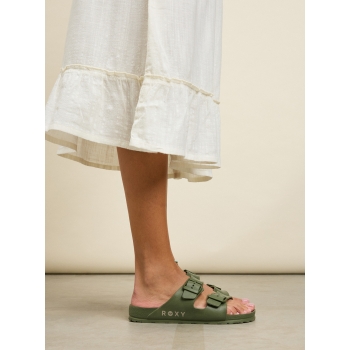 ROXY KATTIE SLIDERS FOR WOMEN OIL GREEN