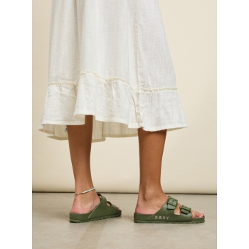 ROXY KATTIE SLIDERS FOR WOMEN OIL GREEN