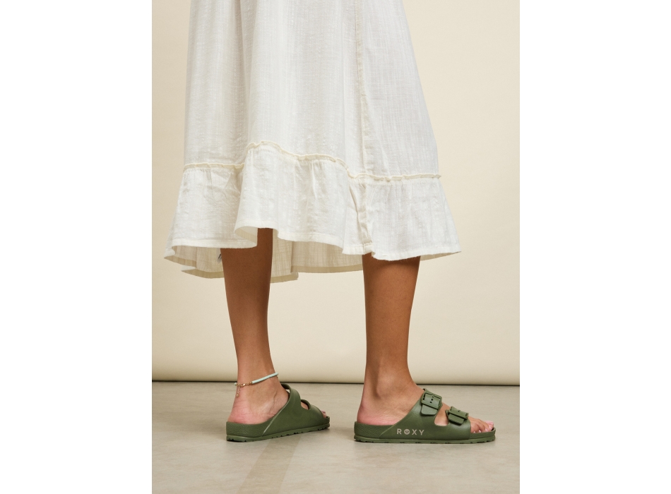 ROXY KATTIE SLIDERS FOR WOMEN OIL GREEN