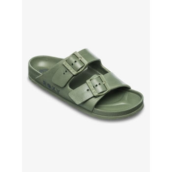 ROXY KATTIE SLIDERS FOR WOMEN OIL GREEN