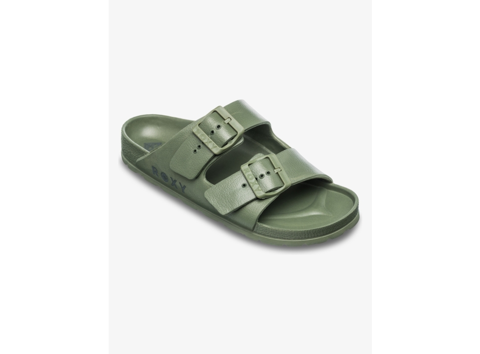 ROXY KATTIE SLIDERS FOR WOMEN OIL GREEN