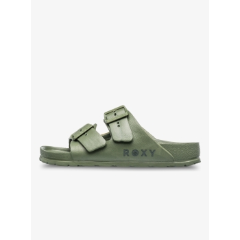 ROXY KATTIE SLIDERS FOR WOMEN OIL GREEN