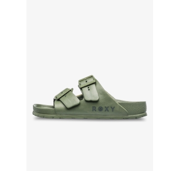 ROXY KATTIE SLIDERS FOR WOMEN OIL GREEN