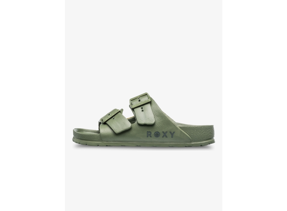 ROXY KATTIE SLIDERS FOR WOMEN OIL GREEN