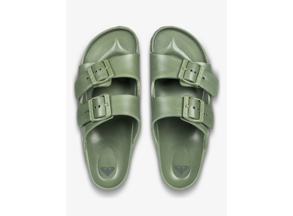 ROXY KATTIE SLIDERS FOR WOMEN OIL GREEN