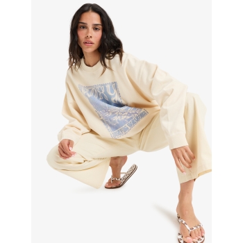 ROXY LINEUP TERRY OVERSIZED CREW NECK SWEATSHIRT PARCHMENT
