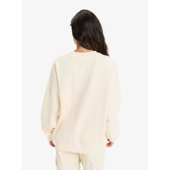 ROXY LINEUP TERRY OVERSIZED CREW NECK SWEATSHIRT PARCHMENT