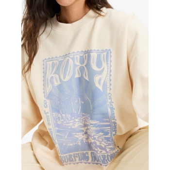 ROXY LINEUP TERRY OVERSIZED CREW NECK SWEATSHIRT PARCHMENT