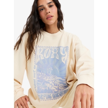 ROXY LINEUP TERRY OVERSIZED CREW NECK SWEATSHIRT PARCHMENT