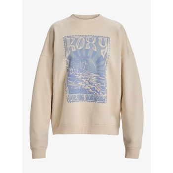 ROXY LINEUP TERRY OVERSIZED CREW NECK SWEATSHIRT PARCHMENT