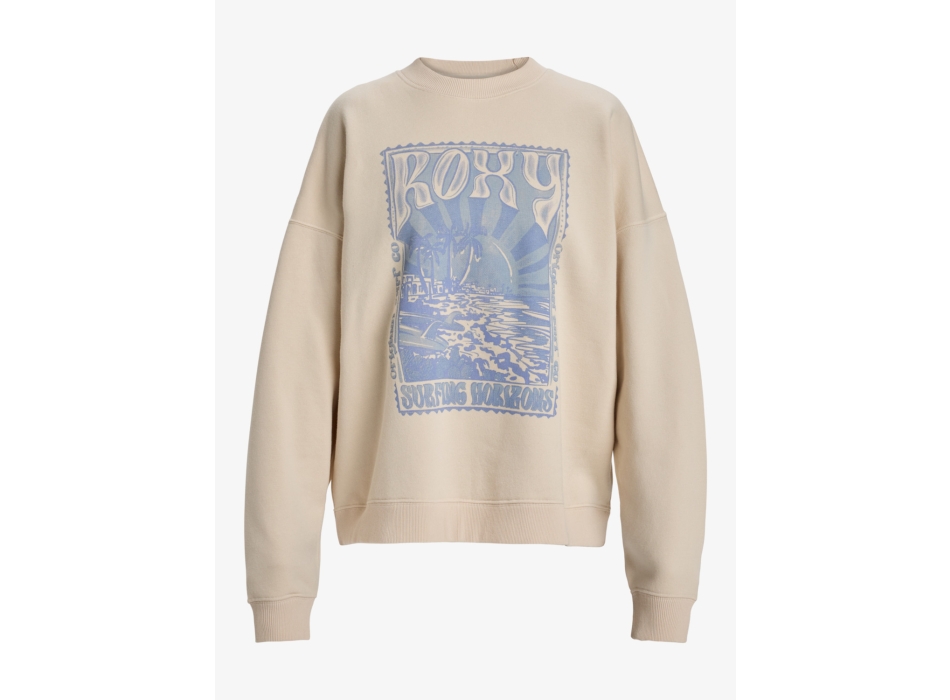 ROXY LINEUP TERRY OVERSIZED CREW NECK SWEATSHIRT PARCHMENT