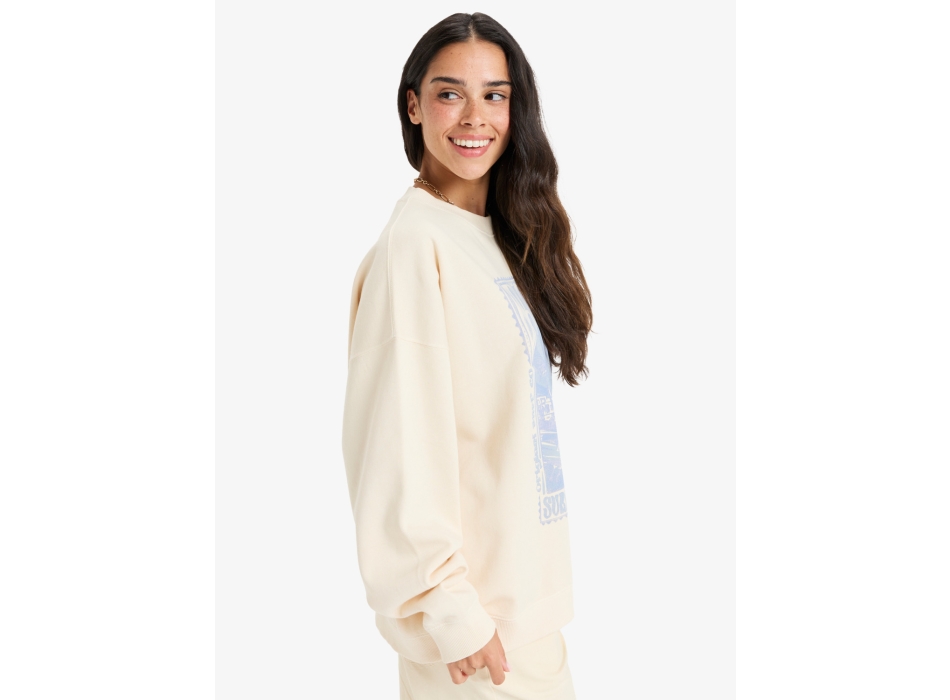 ROXY LINEUP TERRY OVERSIZED CREW NECK SWEATSHIRT PARCHMENT