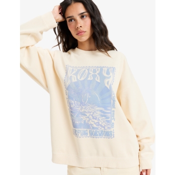 ROXY LINEUP TERRY OVERSIZED CREW NECK SWEATSHIRT PARCHMENT