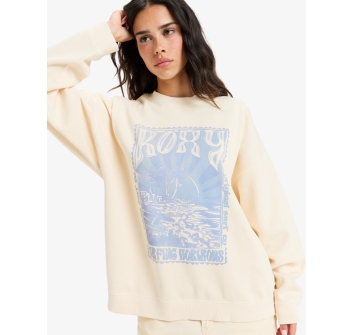 ROXY LINEUP TERRY OVERSIZED CREW NECK SWEATSHIRT PARCHMENT