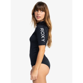 ROXY WHOLE HEARTED SHORT SLEEVE UPF 50 RASH GUARD BLACK