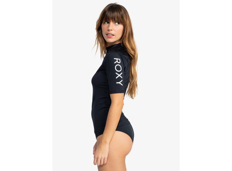 ROXY WHOLE HEARTED SHORT SLEEVE UPF 50 RASH GUARD BLACK