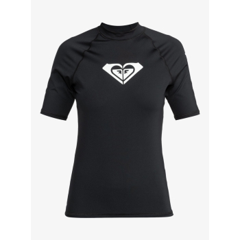 ROXY WHOLE HEARTED SHORT SLEEVE UPF 50 RASH GUARD BLACK