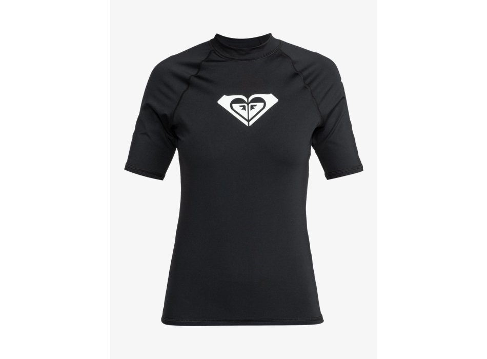 ROXY WHOLE HEARTED SHORT SLEEVE UPF 50 RASH GUARD BLACK