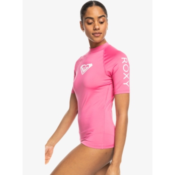 ROXY WHOLE HEARTED SHORT SLEEVE UPF 50 RASH GUARD PINK