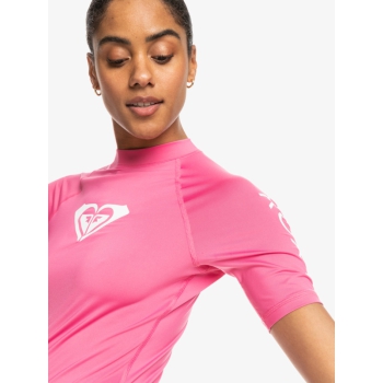 ROXY WHOLE HEARTED SHORT SLEEVE UPF 50 RASH GUARD PINK