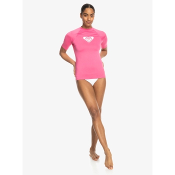 ROXY WHOLE HEARTED SHORT SLEEVE UPF 50 RASH GUARD PINK