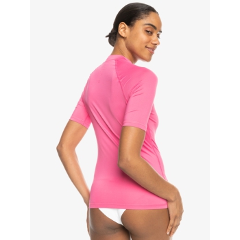 ROXY WHOLE HEARTED SHORT SLEEVE UPF 50 RASH GUARD PINK