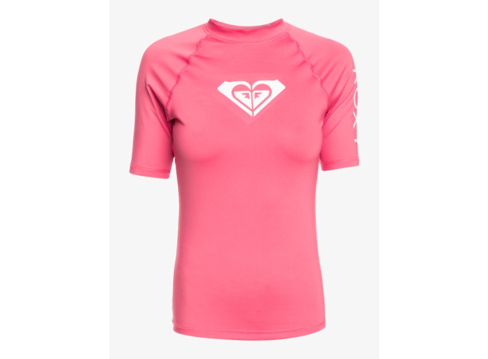 ROXY WHOLE HEARTED SHORT SLEEVE UPF 50 RASH GUARD PINK