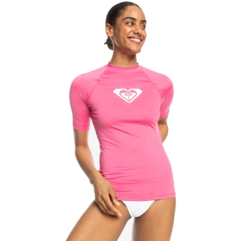 ROXY WHOLE HEARTED SHORT SLEEVE UPF 50 RASH GUARD PINK