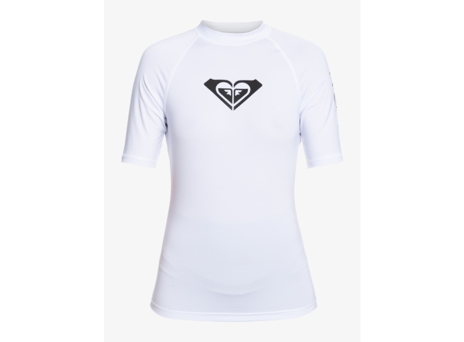 ROXY WHOLE HEARTED SHORT SLEEVE UPF 50 RASH GUARD WHITE