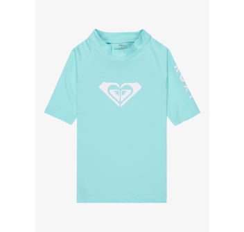 ROXY WHOLE HEARTED SHORT SLEEVE GIRL 2-7 YEARS UPF 50 RASH GUARD AQUA SPLASH