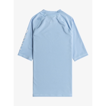 ROXY WHOLE HEARTED SHORT SLEEVE GIRL UPF 50 RASH GUARD BEL AIR BLUE