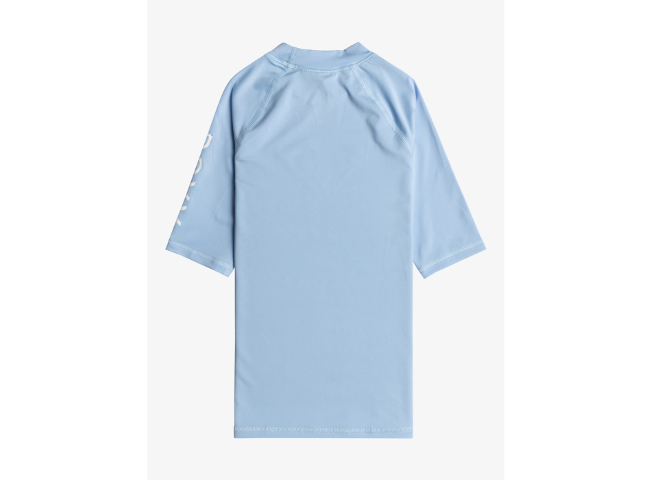 ROXY WHOLE HEARTED SHORT SLEEVE GIRL UPF 50 RASH GUARD BEL AIR BLUE