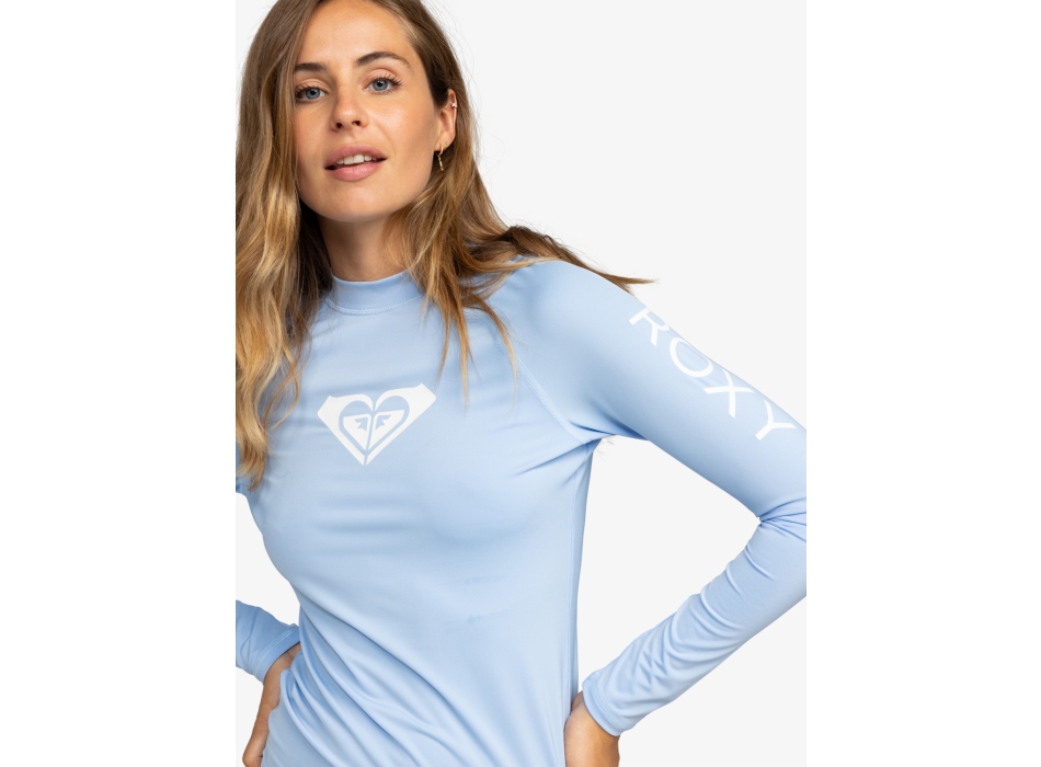 ROXY WHOLE HEARTED LONG SLEEVE UPF 50 RASH GUARD  BEL AIR BLUE