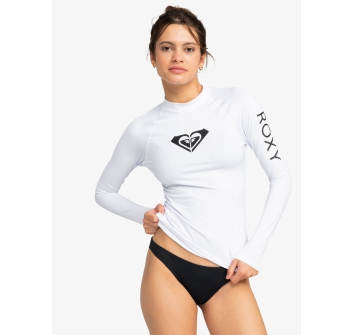 ROXY WHOLE HEARTED LONG SLEEVE UPF 50 RASH GUARD WHITE