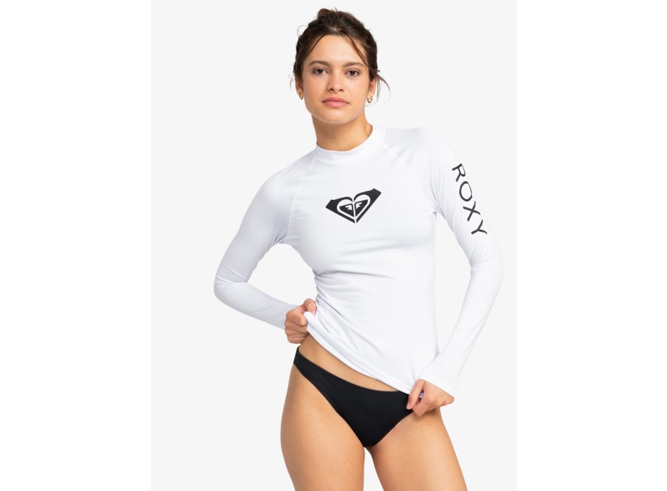 ROXY WHOLE HEARTED LONG SLEEVE UPF 50 RASH GUARD WHITE