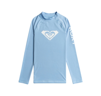 ROXY WHOLE HEARTED LONG SLEEVE GIRL UPF 50 RASH GUARD BEL AIR BLUE