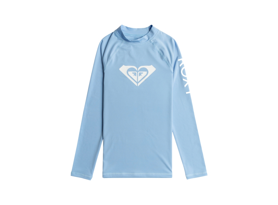ROXY WHOLE HEARTED LONG SLEEVE GIRL UPF 50 RASH GUARD BEL AIR BLUE