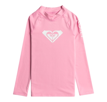 ROXY WHOLE HEARTED LONG SLEEVE GIRL UPF 50 RASH GUARD PRISM PINK