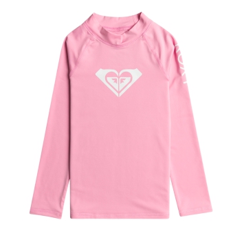 ROXY WHOLE HEARTED LONG SLEEVE GIRL UPF 50 RASH GUARD PRISM PINK