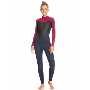 ROXY 4/3 PROLOGUE BACK ZIP WETSUIT FOR WOMEN BLUE RED