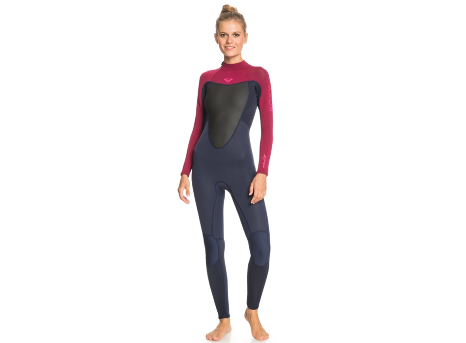 ROXY 4/3 PROLOGUE BACK ZIP WETSUIT FOR WOMEN BLUE RED