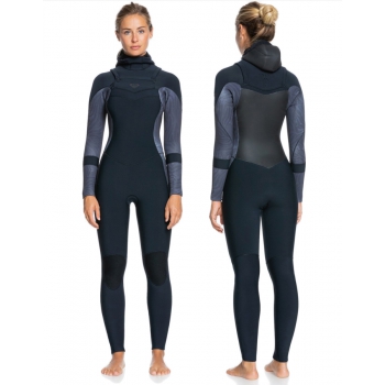 ROXY 5/4/3 SYNCRO HOODED CHEST ZIP WETSUIT JET BLACK