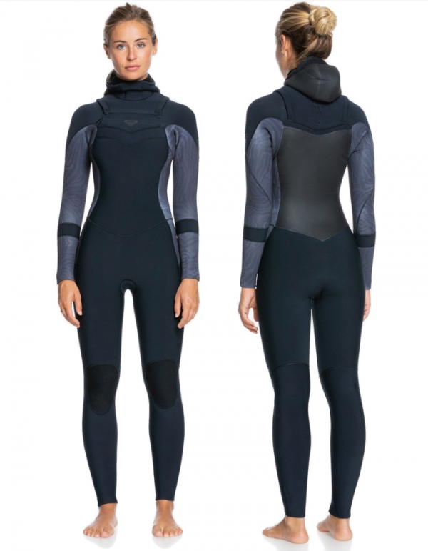 ROXY 5/4/3 SYNCRO HOODED CHEST ZIP WETSUIT JET BLACK